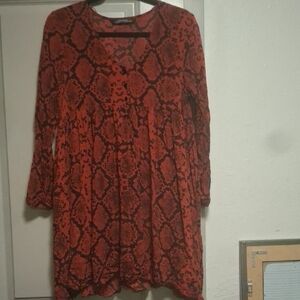 Zara Red and Black Patterned Dress